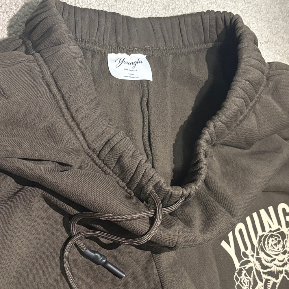 YoungLA Black Track Pants with White Graphic - Picture 4 of 8